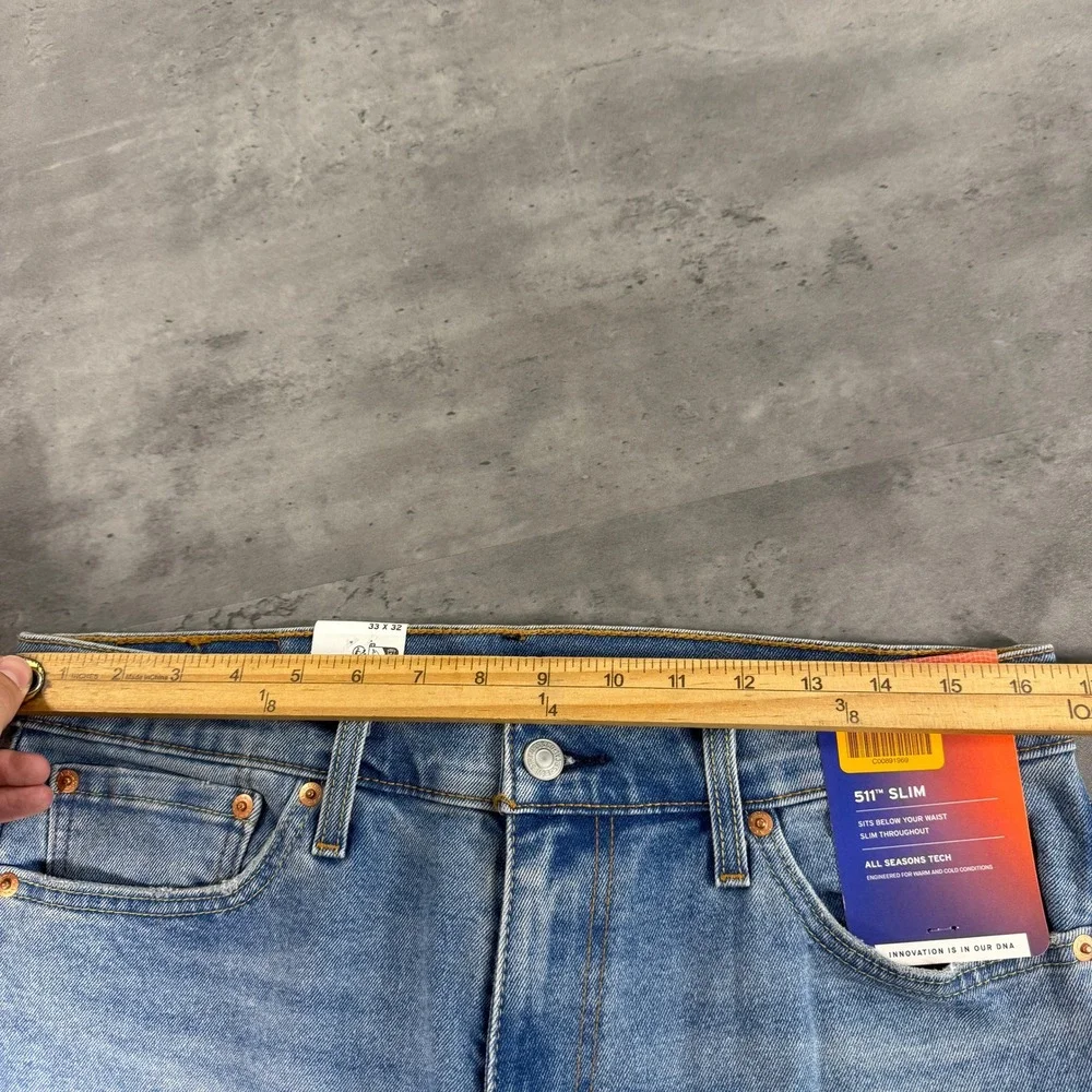 Levi's Jeans Mens 33x32 511 Slim Light Wash All Seasons Tech NEW $70